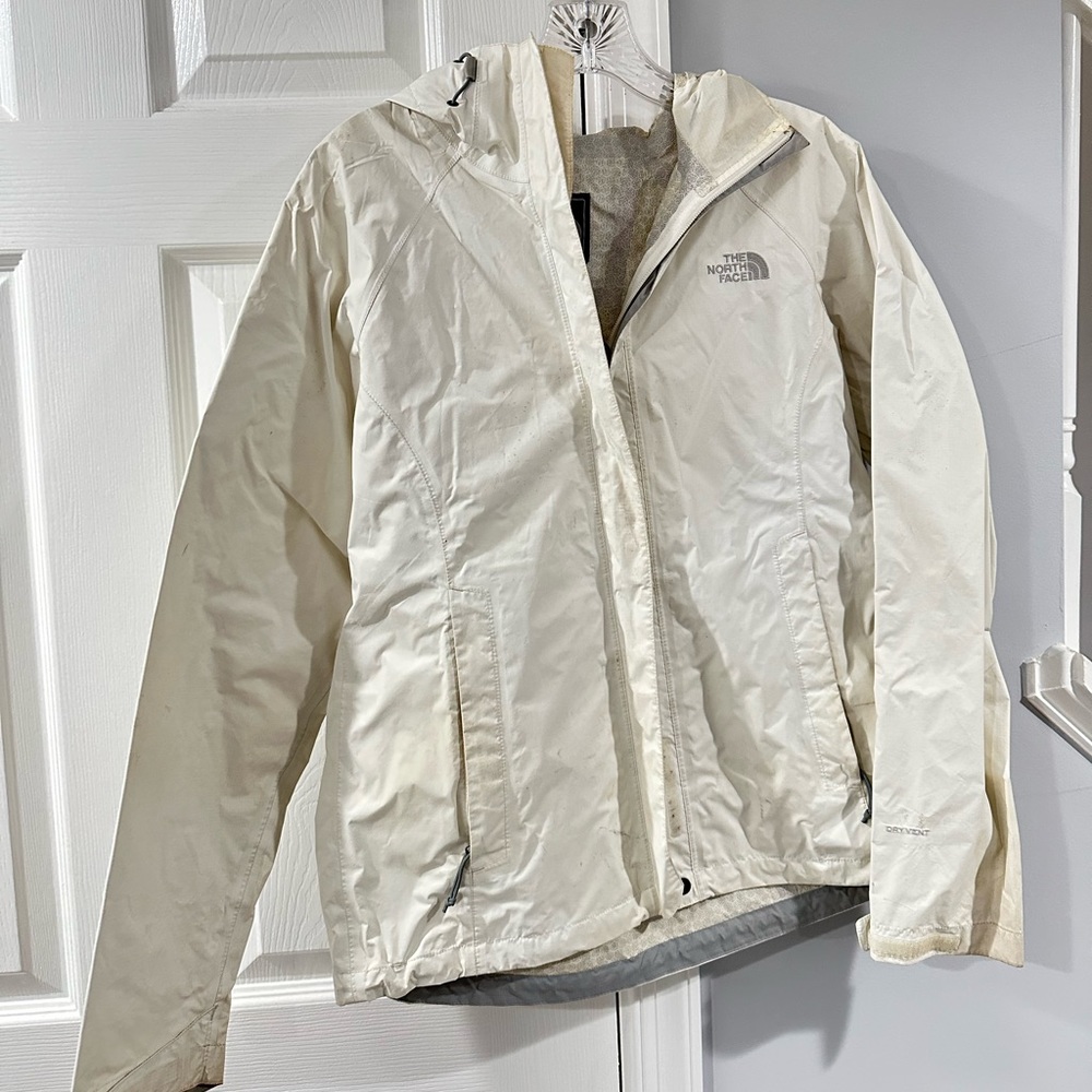 North Face white raincoat size S